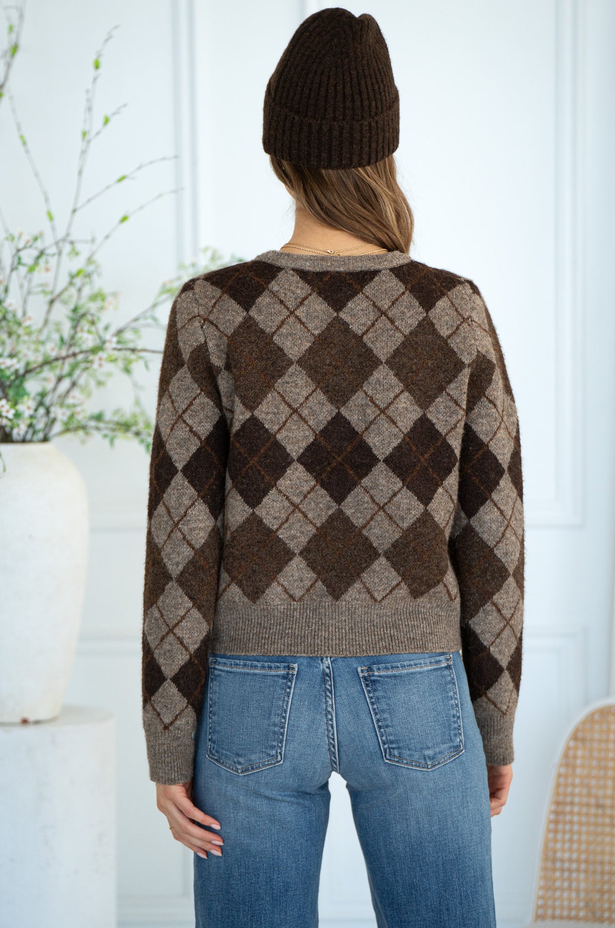 GRACE ARGYLE SWEATER-BR