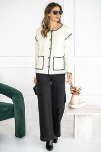 NELLY WHIPSTITCH CARDIGAN-WH