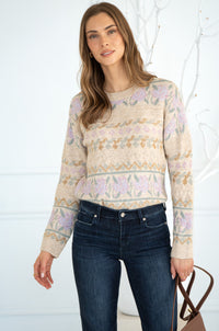 FLORAL CABLE DETAIL SWEATER