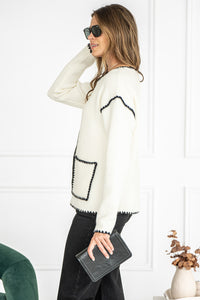 NELLY WHIPSTITCH CARDIGAN-WH