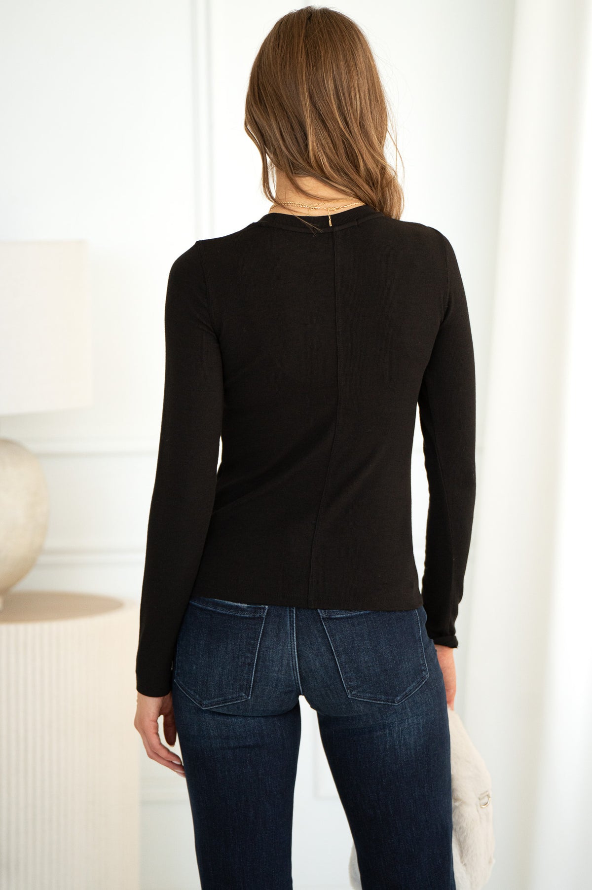 RUNAWAY RIBBED MODAL L/S TEE-BK