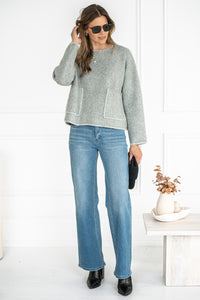 ACE POCKET WHIPSTITCH SWEATER-GY