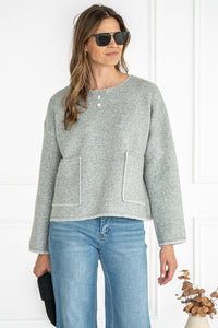 ACE POCKET WHIPSTITCH SWEATER-GY