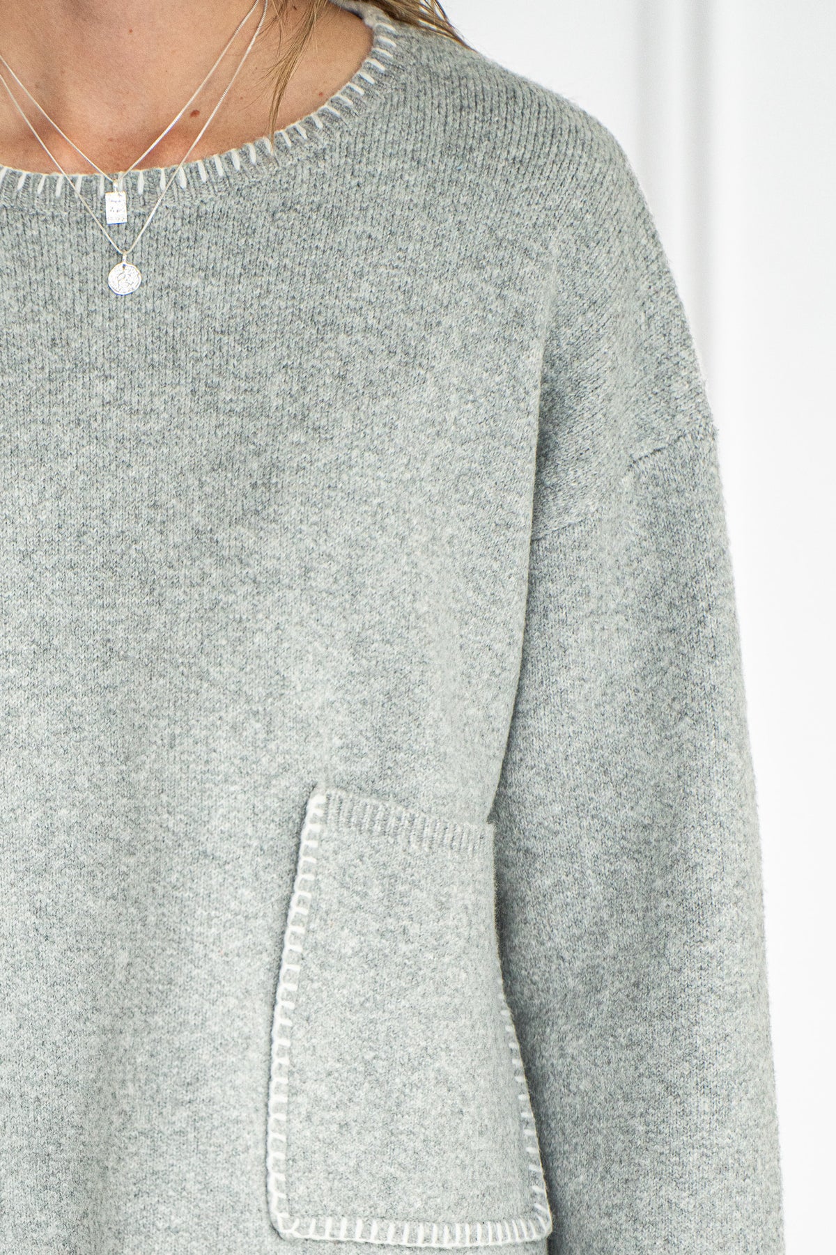 ACE POCKET WHIPSTITCH SWEATER-GY