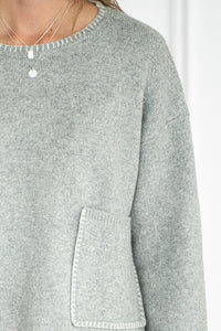 ACE POCKET WHIPSTITCH SWEATER-GY