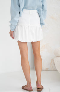 JADE BUBBLE HEM DENIM MINI SKIRT