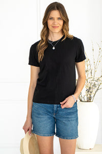 CASUAL SLIM FIT COTTON TEE-BK