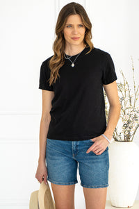 CASUAL SLIM FIT COTTON TEE-BK