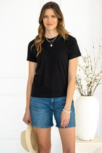 CASUAL SLIM FIT COTTON TEE-BK
