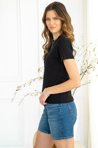 CASUAL SLIM FIT COTTON TEE-BK