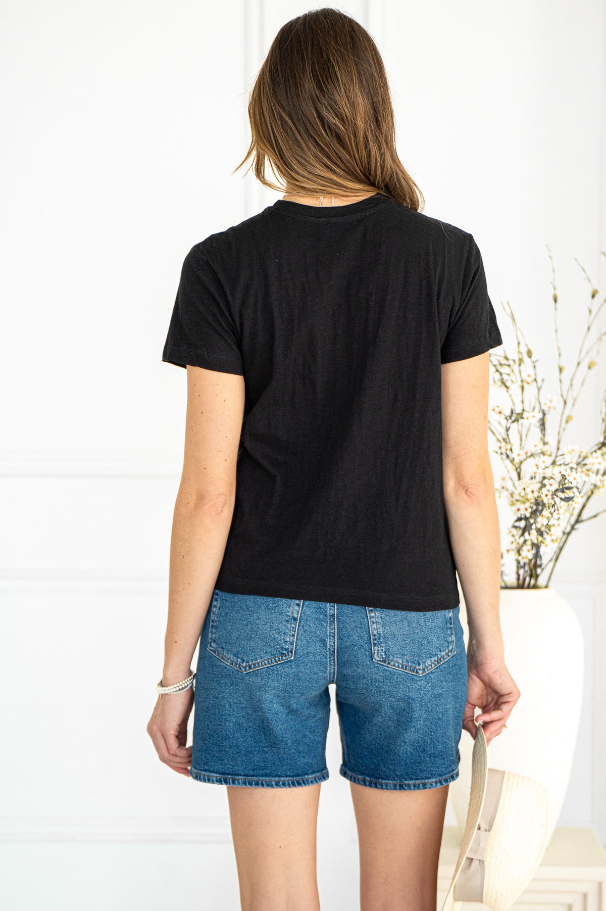 CASUAL SLIM FIT COTTON TEE-BK