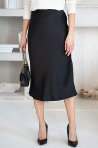 FALL TO PIECES SATIN SKIRT-BK