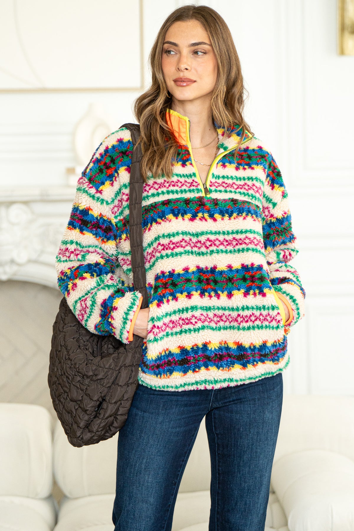 PLANS MADE 1/4 ZIP SHERPA JACKET