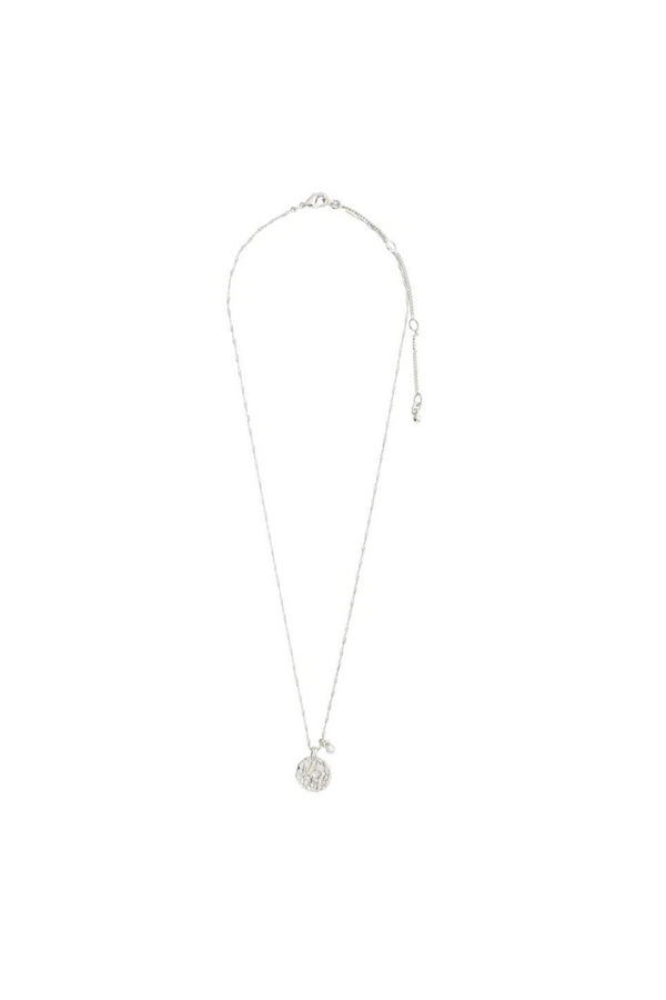 BREATHE SILVER PLATED CRYSTAL COIN NECKLACE-SI