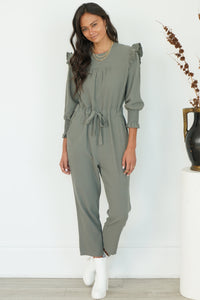 FARRAH RUFFLE JUMPSUIT-GR