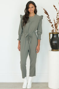 FARRAH RUFFLE JUMPSUIT-GR