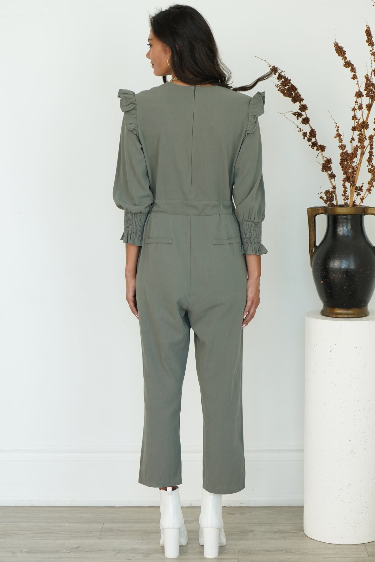 FARRAH RUFFLE JUMPSUIT-GR
