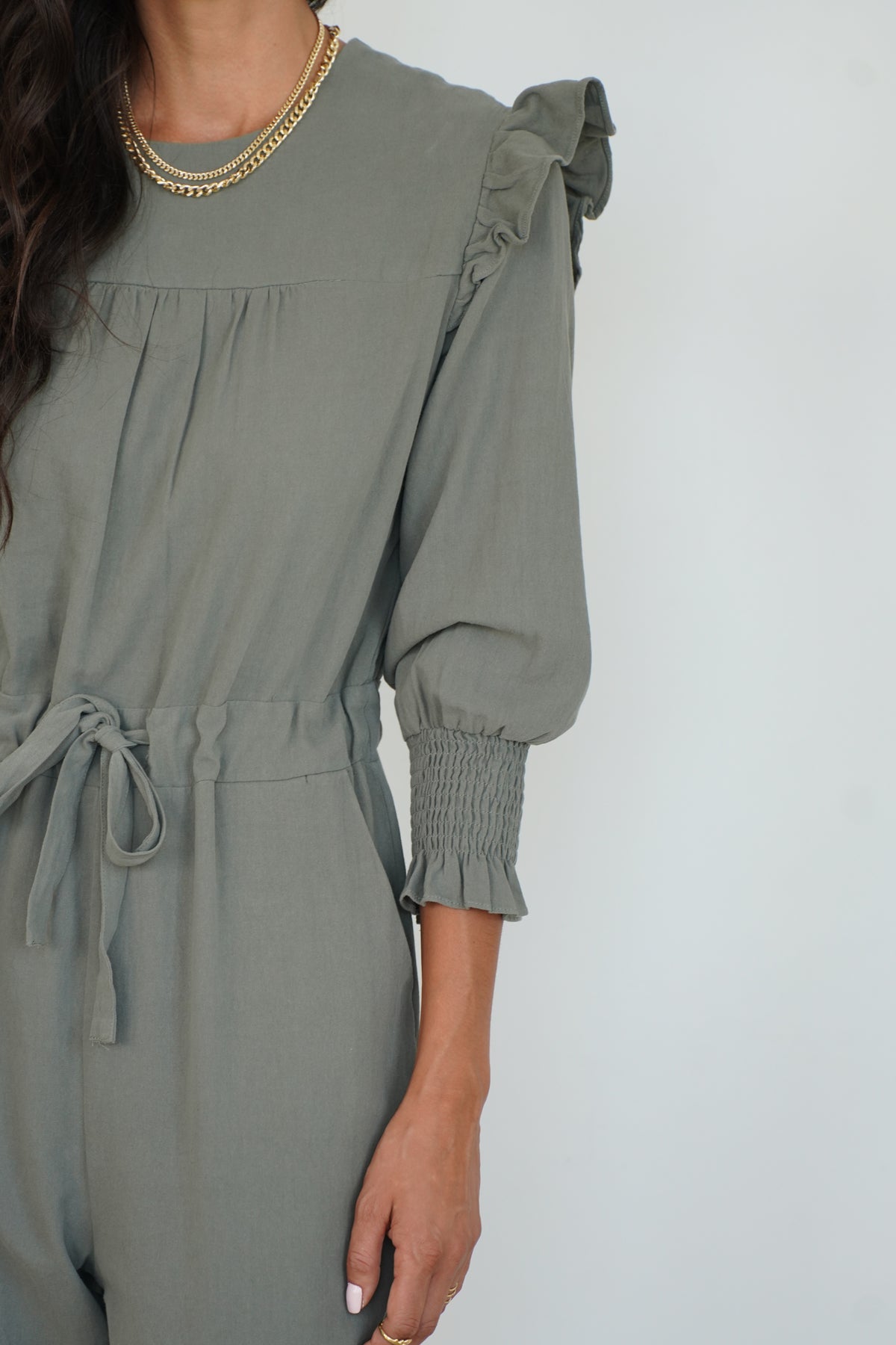 FARRAH RUFFLE JUMPSUIT-GR