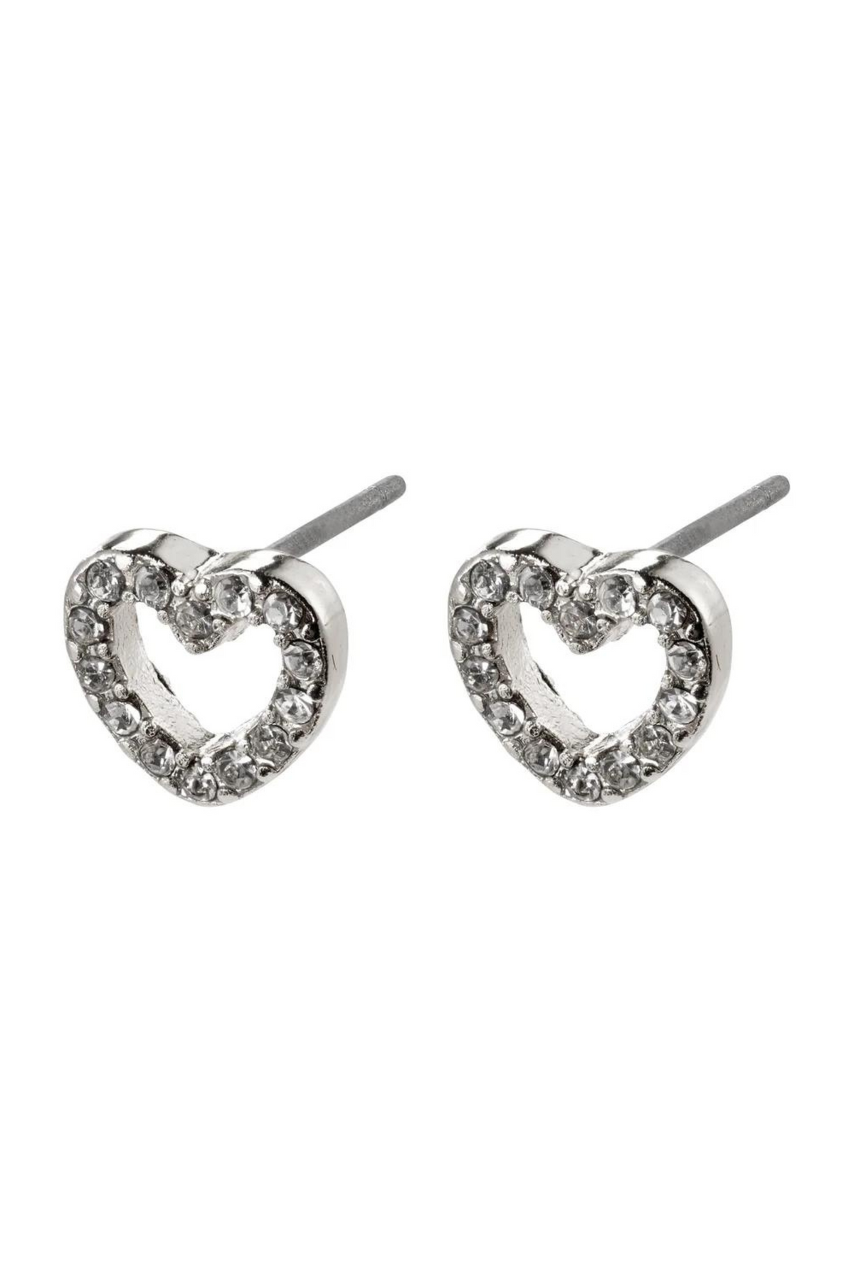 EDIE SILVER PLATED HEART CRYSTAL EARRINGS-SI