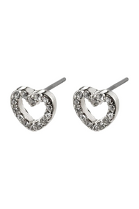 EDIE SILVER PLATED HEART CRYSTAL EARRINGS-SI