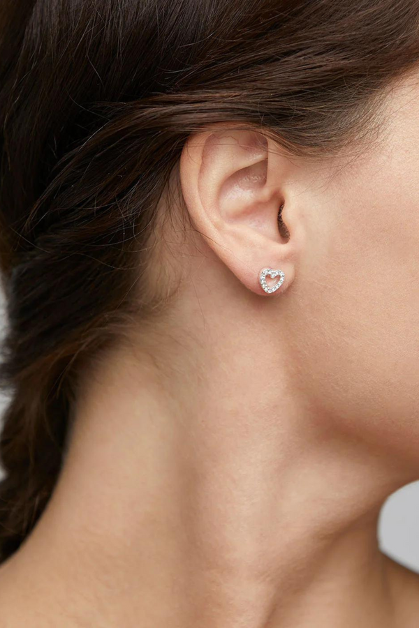 EDIE SILVER PLATED HEART CRYSTAL EARRINGS-SI