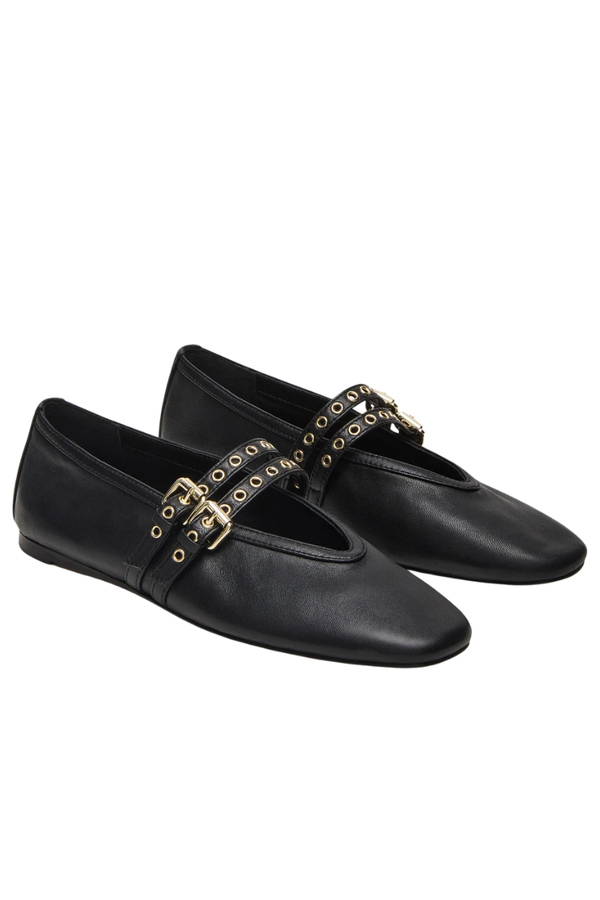 LYDIAA LEATHER BALLET FLAT-BK