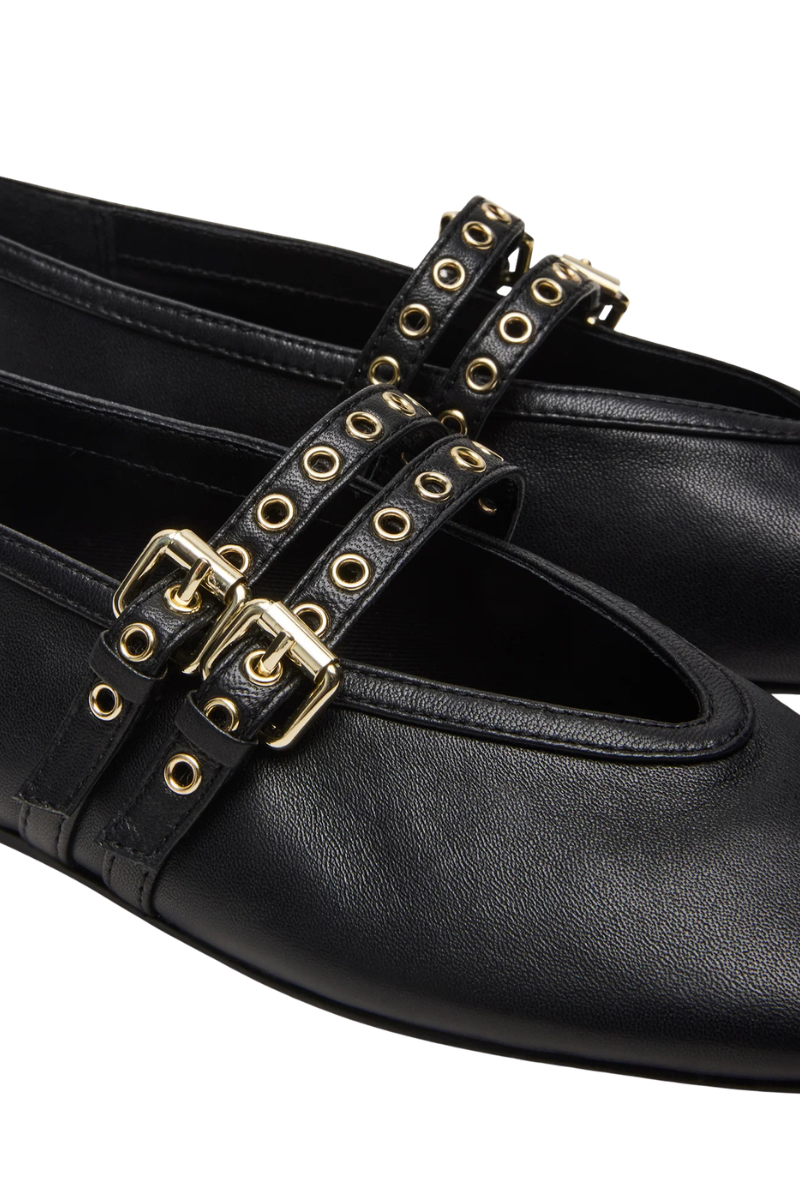 LYDIAA LEATHER BALLET FLAT-BK
