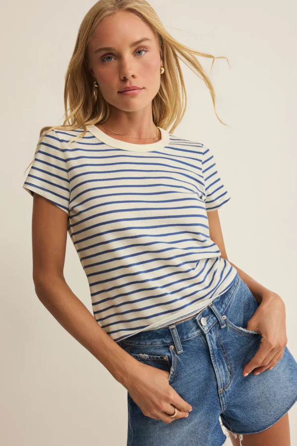 JUNIE STRIPE COTTON TEE-NA