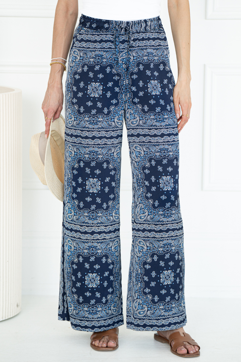 JANEY PRINTED WIDE LEG PANTS