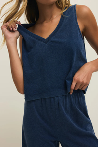 SLOANE V NECK KNIT DENIM TANK-IN
