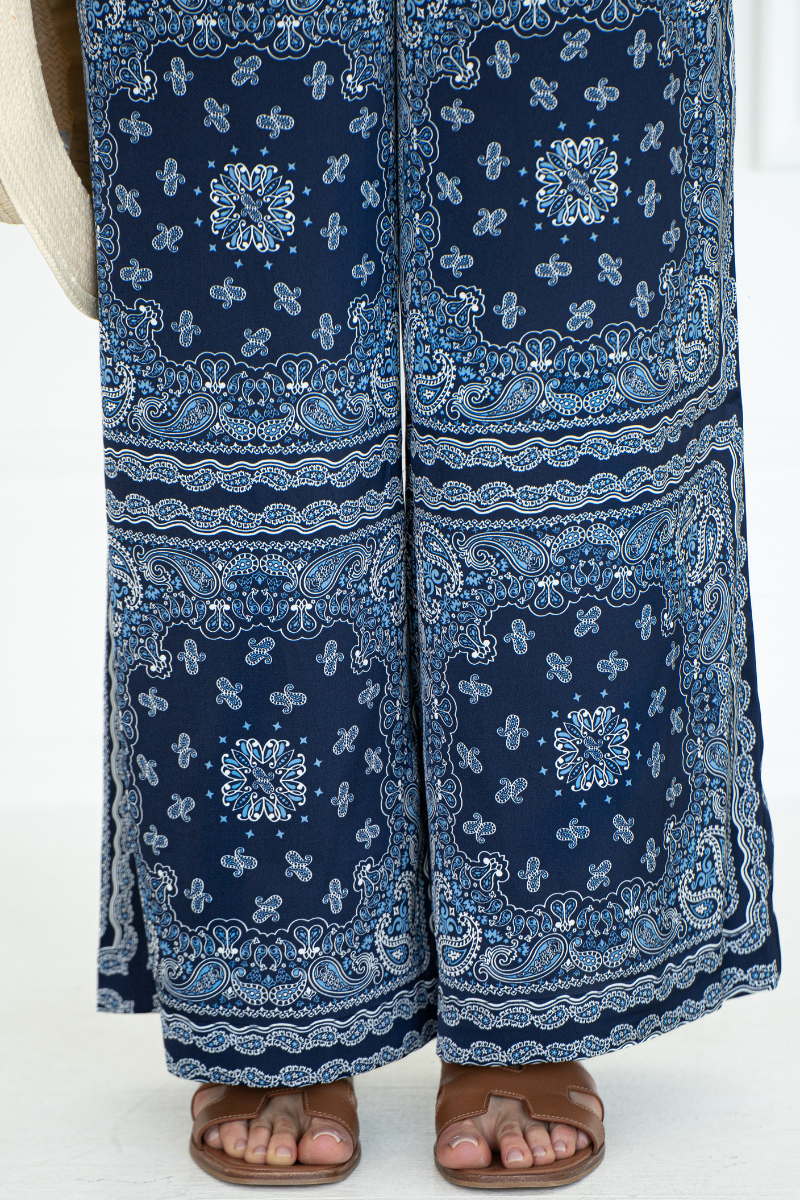 JANEY PRINTED WIDE LEG PANTS