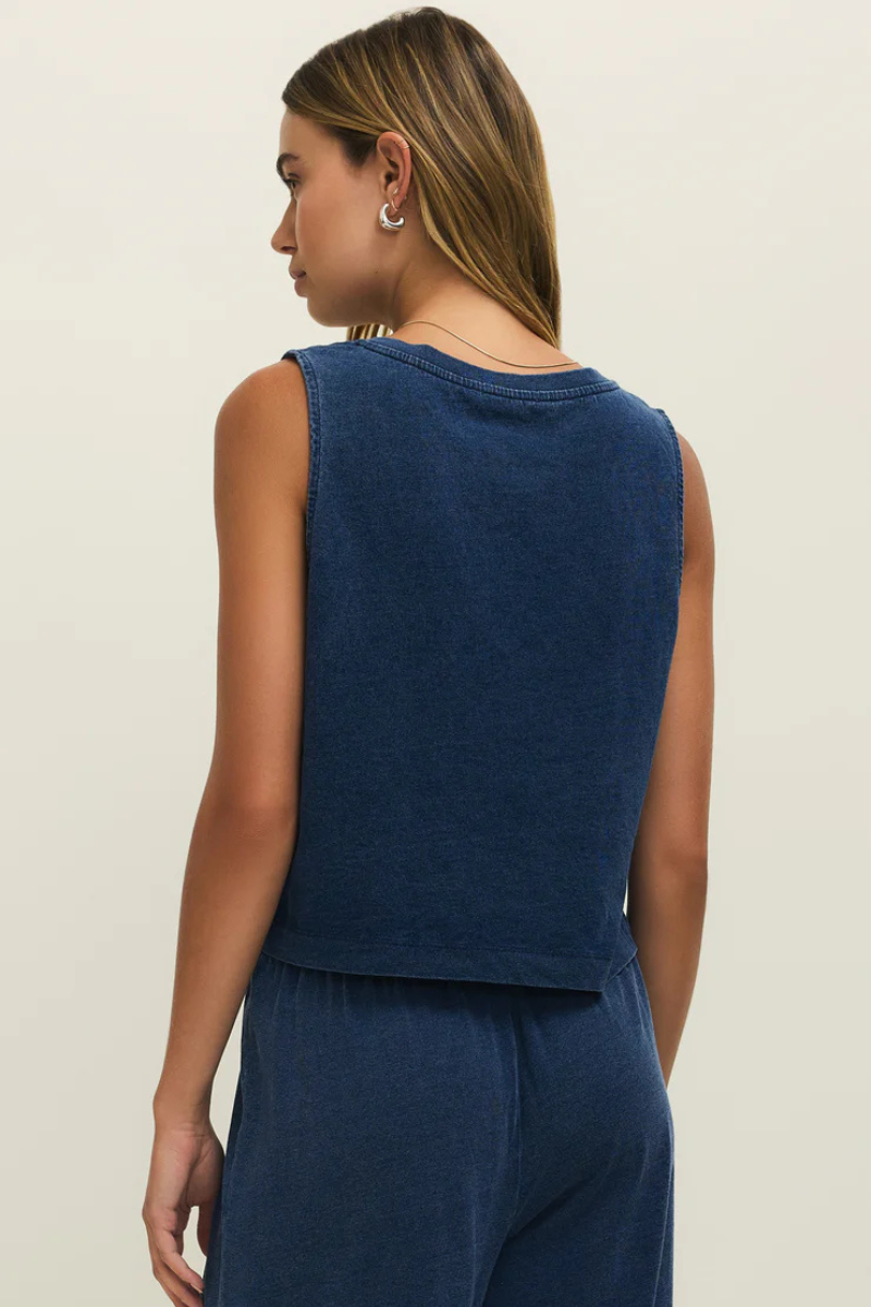 SLOANE V NECK KNIT DENIM TANK-IN