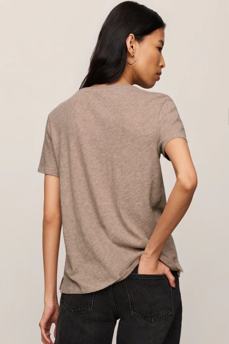 FOUNDATIONS COTTON SLUB TEE IN HEATHER ASH