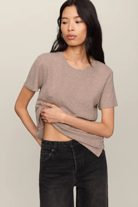 FOUNDATIONS COTTON SLUB TEE IN HEATHER ASH