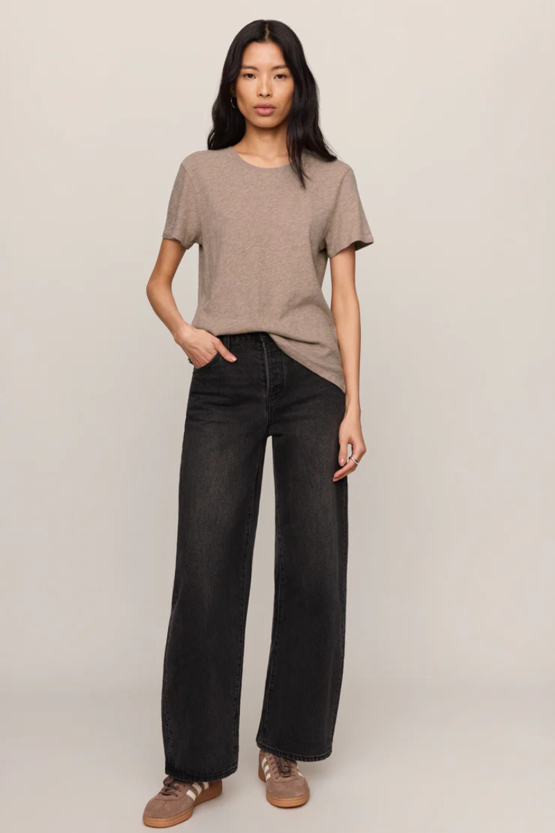 FOUNDATIONS COTTON SLUB TEE IN HEATHER ASH