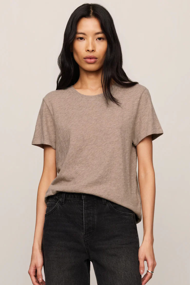 FOUNDATIONS COTTON SLUB TEE IN HEATHER ASH