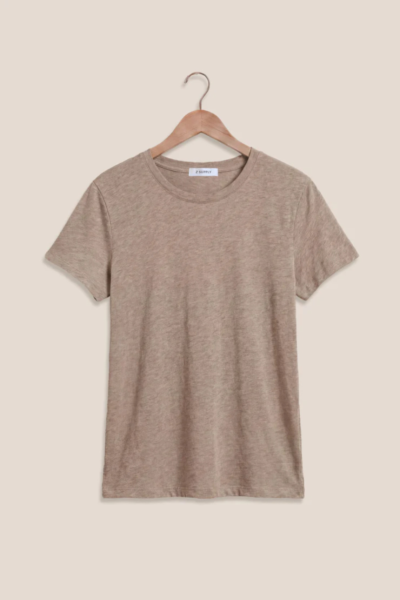 FOUNDATIONS COTTON SLUB TEE IN HEATHER ASH
