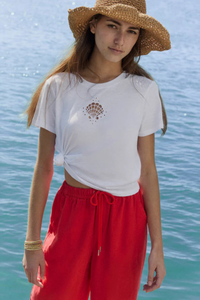 SEASHELL EMBROIDERED TEE-WH