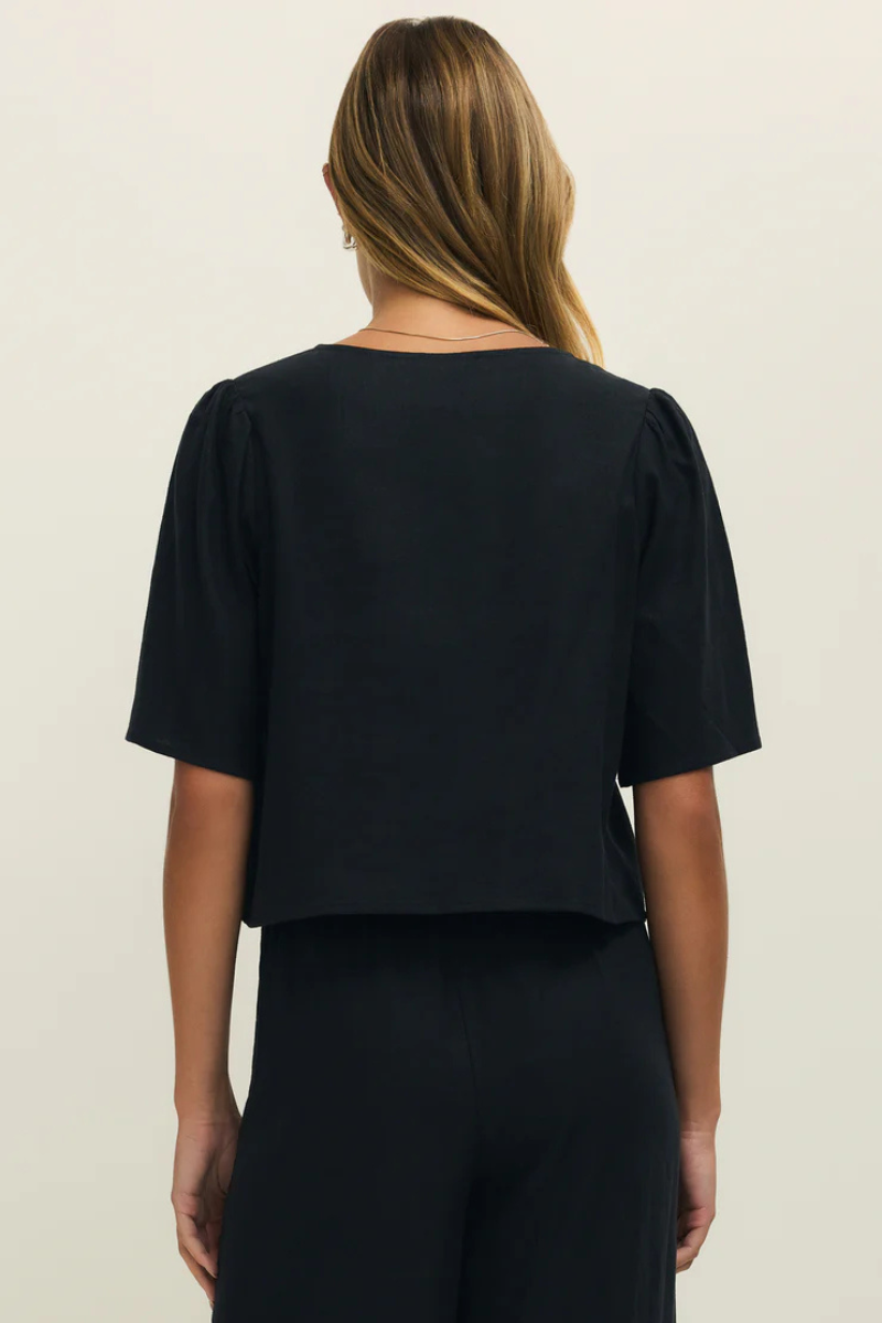 LA BELLE LINEN TOP-BK