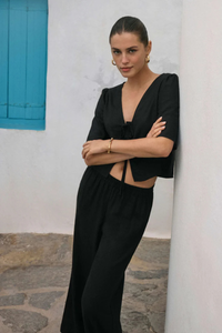 LA BELLE LINEN TOP-BK