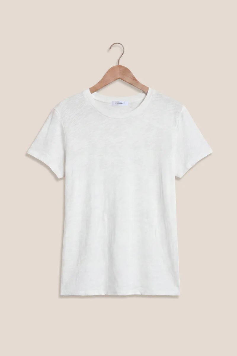 FOUNDATIONS COTTON SLUB TEE IN WHITE