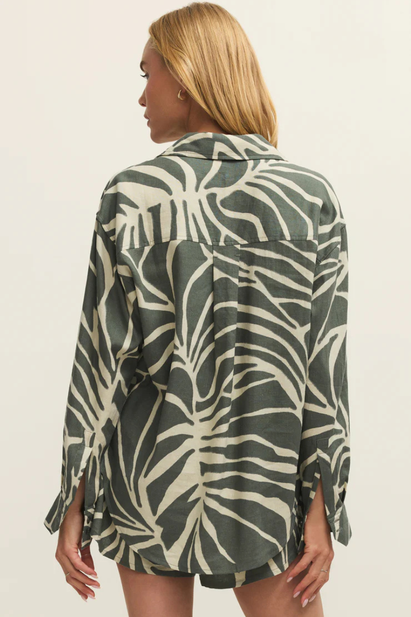 ALFIE TOVA PALM BUTTON UP