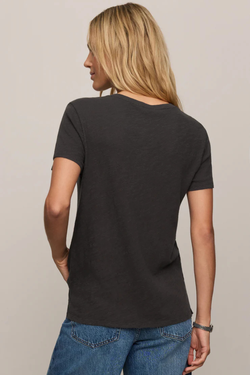 FOUNDATIONS COTTON SLUB TEE IN BLACK SAND