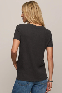 FOUNDATIONS COTTON SLUB TEE IN BLACK SAND