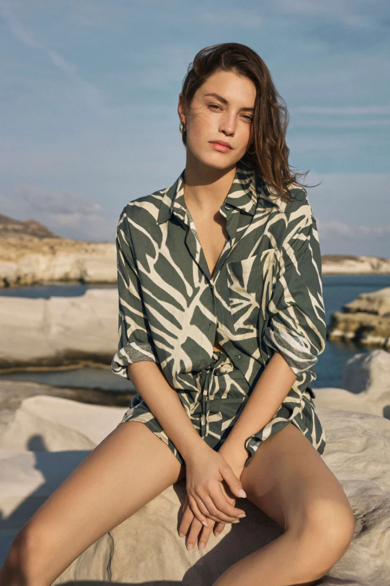 ALFIE TOVA PALM BUTTON UP