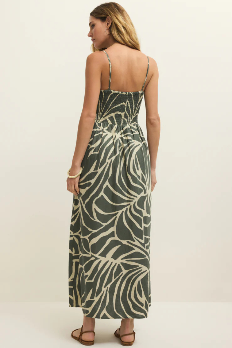 BAYSIDE PALM LINEN MAXI DRESS