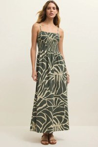 BAYSIDE PALM LINEN MAXI DRESS