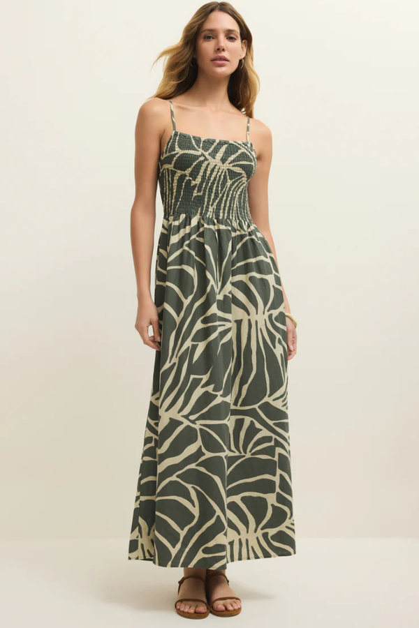BAYSIDE PALM LINEN MAXI DRESS