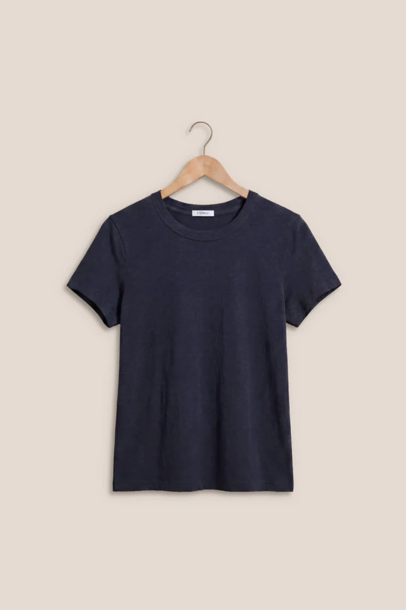 JUNIE COTTON SLUB TEE IN ECLIPSE