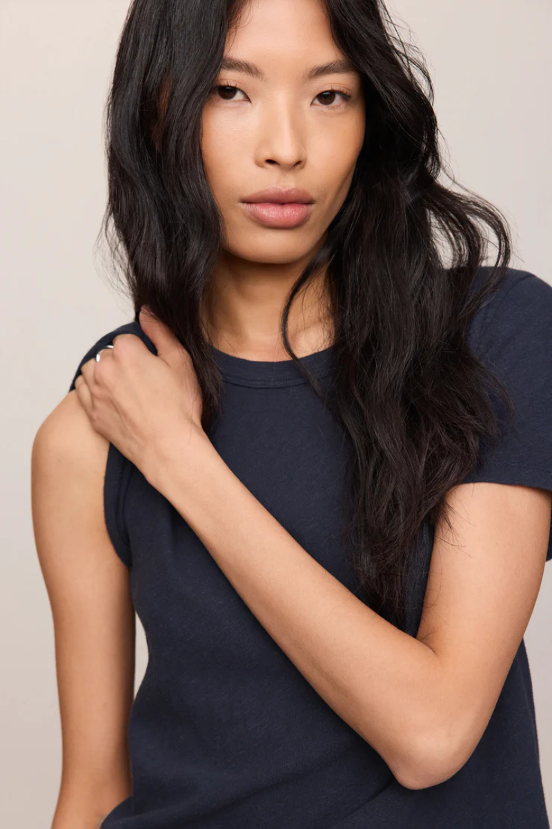 JUNIE COTTON SLUB TEE IN ECLIPSE